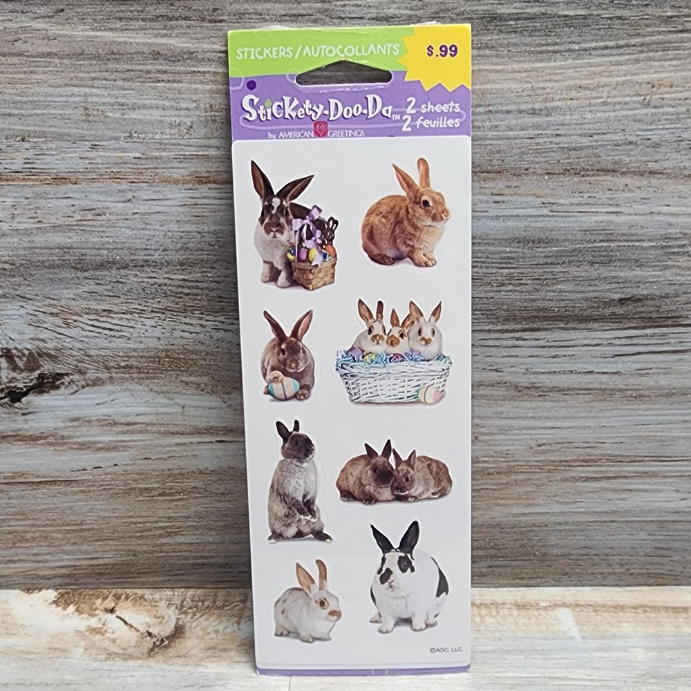 American Greetings Stickety-Doo-Da Bunny Rabbit Stickers 2 Sheets Easter 4135917
